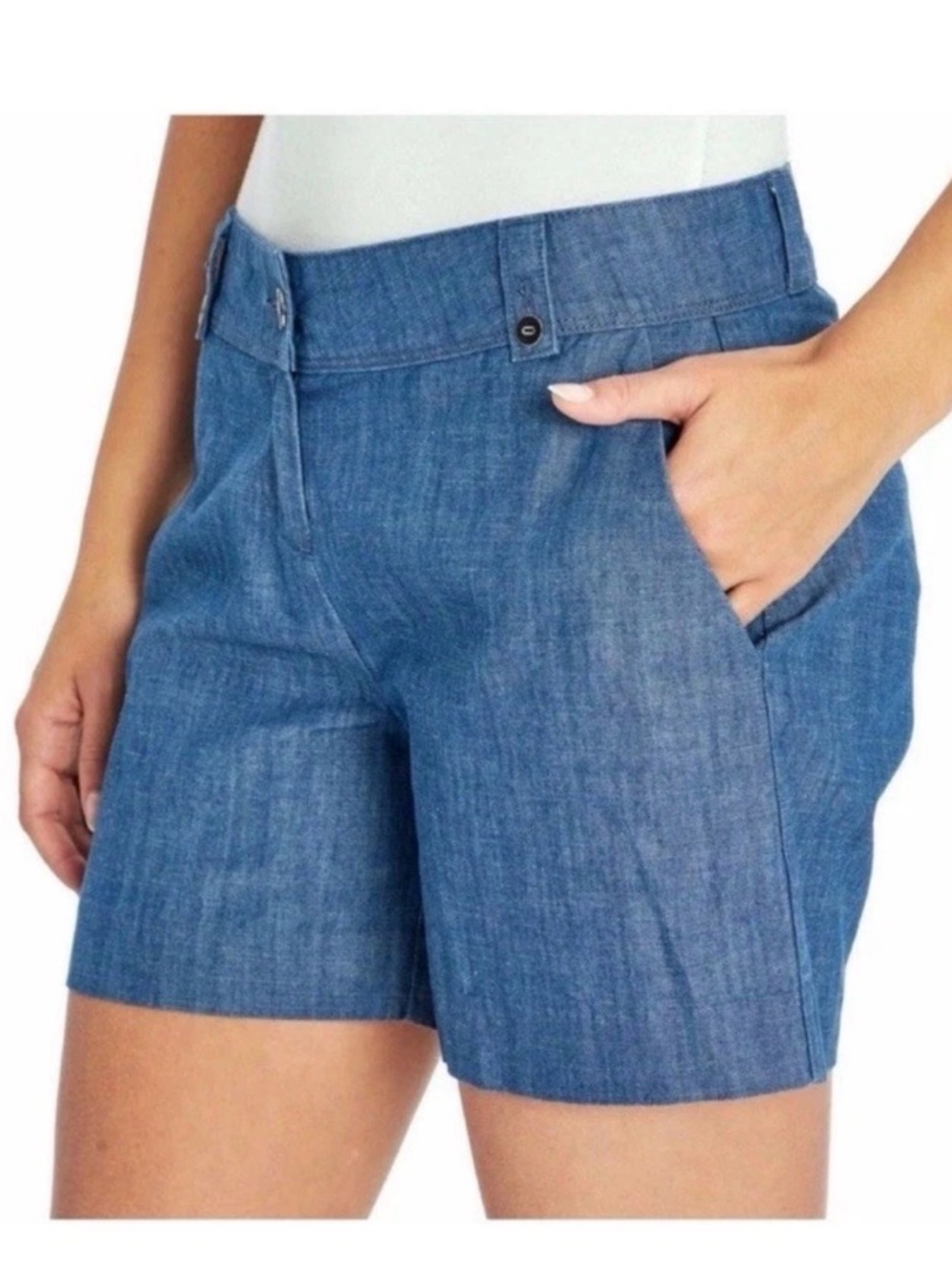 Isaac Mizrahi -Saks 5th Ave -Blue Chambray Chino Shorts